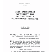 Acts Amendment (Authority for Intellectually Handicapped Persons) Act 1985